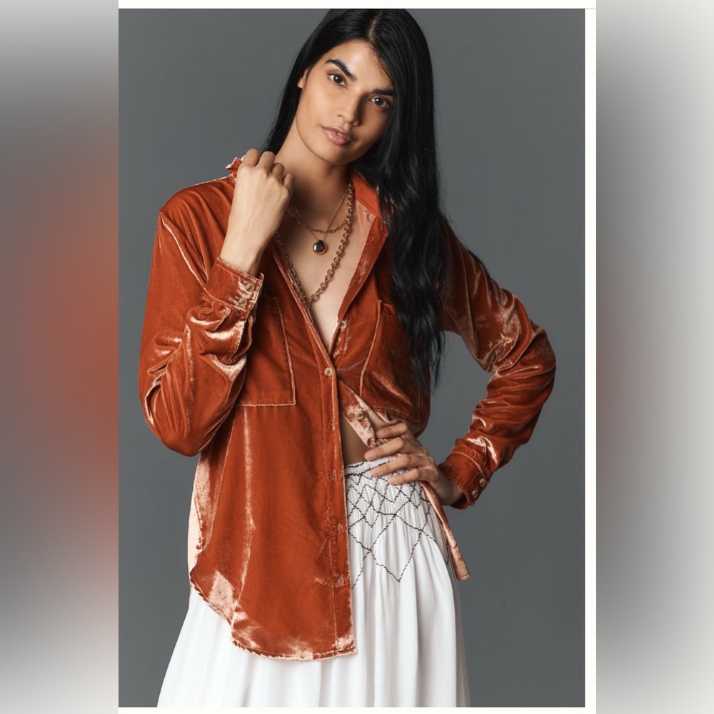 Pilcro Velvet Yellow Button-Down Shirt